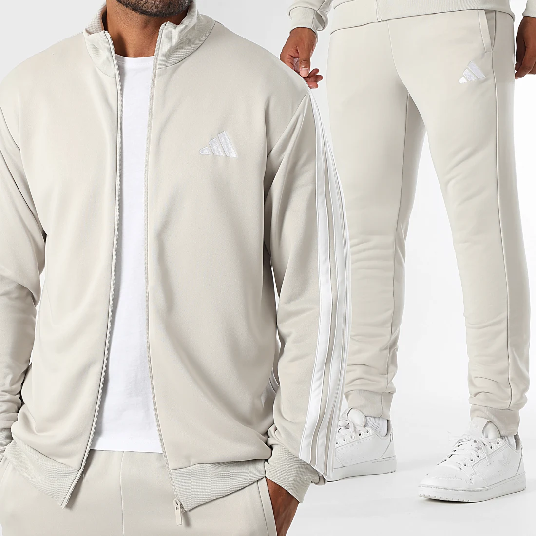 Ensemble De Survetement A Bandes 3 Stripes JX5519 Beige