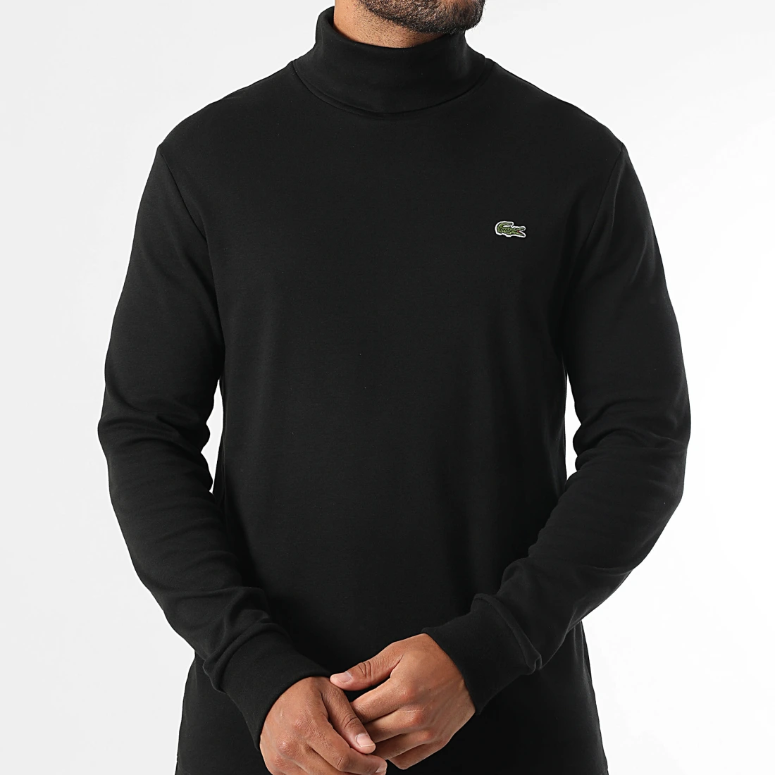 Pull Col Roulé Logo Brodé Crocodile Noir – Image 2