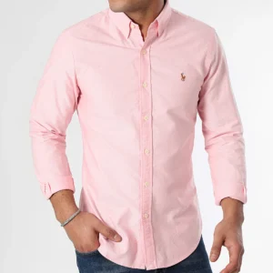 Chemise Manches Longues Slim Oxford Rose